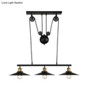 GobekUsa Industrial Style Metal Island Pendant Light with Flared Shade - 2/3 Bulbs, Black Finish, Indoor Hanging Lamp
