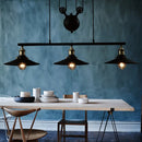 GobekUsa Industrial Style Metal Island Pendant Light with Flared Shade - 2/3 Bulbs, Black Finish, Indoor Hanging Lamp