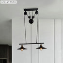 GobekUsa Industrial Style Metal Island Pendant Light with Flared Shade - 2/3 Bulbs, Black Finish, Indoor Hanging Lamp