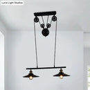 GobekUsa Industrial Style Metal Island Pendant Light with Flared Shade - 2/3 Bulbs, Black Finish, Indoor Hanging Lamp