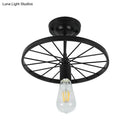 GobekUsa Industrial Style Metal Semi Flush Ceiling Light with Black Finish - Bare Bulb Restaurant Fixture