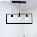GobekUsa Industrial Style Rectangular Pendant Light with Black Metal Frame - 3/5 Lights - Ceiling Hanging Fixture