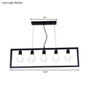GobekUsa Industrial Style Rectangular Pendant Light with Black Metal Frame - 3/5 Lights - Ceiling Hanging Fixture