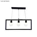 GobekUsa Industrial Style Rectangular Pendant Light with Black Metal Frame - 3/5 Lights - Ceiling Hanging Fixture