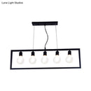 GobekUsa Industrial Style Rectangular Pendant Light with Black Metal Frame - 3/5 Lights - Ceiling Hanging Fixture