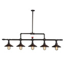 GobekUsa Industrial Style 3/5-Head Pendant Lighting with Cone Shade and Red Valve in Rust Finish