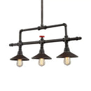 GobekUsa Industrial Style 3/5-Head Pendant Lighting with Cone Shade and Red Valve in Rust Finish