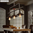 GobekUsa Industrial Style 3/5-Head Pendant Lighting with Cone Shade and Red Valve in Rust Finish