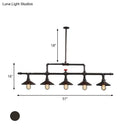 GobekUsa Industrial Style 3/5-Head Pendant Lighting with Cone Shade and Red Valve in Rust Finish