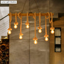 GobekUsa Industrial-Style Wood Beige Island Chandelier - 8-Light Linear Pendant Lamp for Dining Room