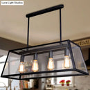 GobekUsa Industrial Trapezoid 4-Light Island Lamp in Black with Clear Glass and Chain/Downrods