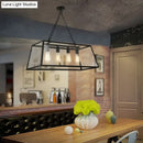 GobekUsa Industrial Trapezoid 4-Light Island Lamp in Black with Clear Glass and Chain/Downrods