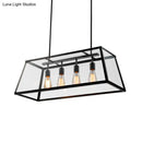 GobekUsa Industrial Trapezoid 4-Light Island Lamp in Black with Clear Glass and Chain/Downrods