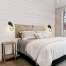 Industrial vintage led wall light orange leather bedroom sconce by Decorbites