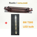 GobekUsa Industrial Wall Lamp Black Silver Copper 8W LED Sconce Light for Bedroom Café
