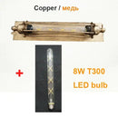 GobekUsa Industrial Wall Lamp Black Silver Copper 8W LED Sconce Light for Bedroom Café