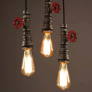 Industrial water pipe chandelier kitchen black & red pendant light by Decorbites