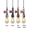 Industrial water pipe chandelier kitchen black & red pendant light by Decorbites