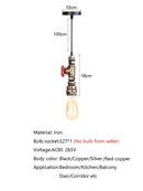 Industrial water pipe chandelier kitchen black & red pendant light by Decorbites
