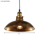 GobekUsa Wrought Iron Dome Industrial Ceiling Fixture Pendant Lighting - 12"/14" Diameter, 1 Light - Weathered Brass/Black