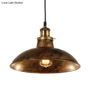 GobekUsa Wrought Iron Dome Industrial Ceiling Fixture Pendant Lighting - 12"/14" Diameter, 1 Light - Weathered Brass/Black