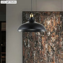 GobekUsa Wrought Iron Dome Industrial Ceiling Fixture Pendant Lighting - 12"/14" Diameter, 1 Light - Weathered Brass/Black