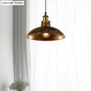 GobekUsa Wrought Iron Dome Industrial Ceiling Fixture Pendant Lighting - 12"/14" Diameter, 1 Light - Weathered Brass/Black