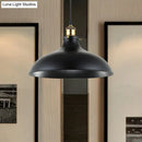 GobekUsa Wrought Iron Dome Industrial Ceiling Fixture Pendant Lighting - 12"/14" Diameter, 1 Light - Weathered Brass/Black