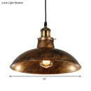GobekUsa Wrought Iron Dome Industrial Ceiling Fixture Pendant Lighting - 12"/14" Diameter, 1 Light - Weathered Brass/Black