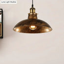 GobekUsa Wrought Iron Dome Industrial Ceiling Fixture Pendant Lighting - 12"/14" Diameter, 1 Light - Weathered Brass/Black