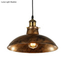 GobekUsa Wrought Iron Dome Industrial Ceiling Fixture Pendant Lighting - 12"/14" Diameter, 1 Light - Weathered Brass/Black