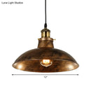 GobekUsa Wrought Iron Dome Industrial Ceiling Fixture Pendant Lighting - 12"/14" Diameter, 1 Light - Weathered Brass/Black