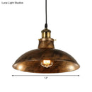 GobekUsa Wrought Iron Dome Industrial Ceiling Fixture Pendant Lighting - 12"/14" Diameter, 1 Light - Weathered Brass/Black