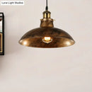 GobekUsa Wrought Iron Dome Industrial Ceiling Fixture Pendant Lighting - 12"/14" Diameter, 1 Light - Weathered Brass/Black