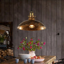 GobekUsa Wrought Iron Dome Industrial Ceiling Fixture Pendant Lighting - 12"/14" Diameter, 1 Light - Weathered Brass/Black
