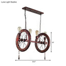 GobekUsa Industrial Weathered Copper Wheel 4-Bulb Hanging Light Kit for Dining Room Island