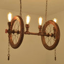 GobekUsa Industrial Weathered Copper Wheel 4-Bulb Hanging Light Kit for Dining Room Island