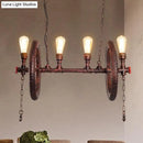 GobekUsa Industrial Weathered Copper Wheel 4-Bulb Hanging Light Kit for Dining Room Island