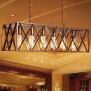 GobekUsa Industrial 6-Light Metal Cross Pendant Light with Weathered Copper Finish for Dining Rooms
