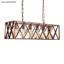 GobekUsa Industrial 6-Light Metal Cross Pendant Light with Weathered Copper Finish for Dining Rooms
