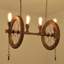 GobekUsa Industrial Weathered Copper Wheel 4-Bulb Hanging Light Kit for Dining Room Island