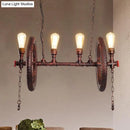 GobekUsa Industrial Weathered Copper Wheel 4-Bulb Hanging Light Kit for Dining Room Island