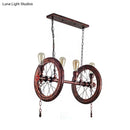 GobekUsa Industrial Weathered Copper Wheel 4-Bulb Hanging Light Kit for Dining Room Island