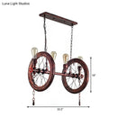 GobekUsa Industrial Weathered Copper Wheel 4-Bulb Hanging Light Kit for Dining Room Island