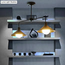 GobekUsa Industrial Conic Pendant Light - Black/White, Stylish Metallic, 2 Heads with Angle Arm - Perfect for Kitchen Island Lighting