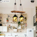GobekUsa Industrial White/Clear Wood Hanging Pendant Light - 2/3 Lights Lantern Island Lighting for Restaurant