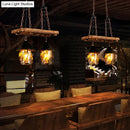 GobekUsa Industrial White/Clear Wood Hanging Pendant Light - 2/3 Lights Lantern Island Lighting for Restaurant