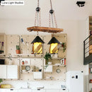 GobekUsa Industrial White/Clear Wood Hanging Pendant Light - 2/3 Lights Lantern Island Lighting for Restaurant