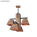 GobekUsa Factory Wood Island Chandelier - Beige Trapezoid Design with Multiple Lighting Options for Dining Room