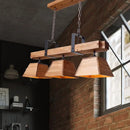 GobekUsa Factory Wood Island Chandelier - Beige Trapezoid Design with Multiple Lighting Options for Dining Room
